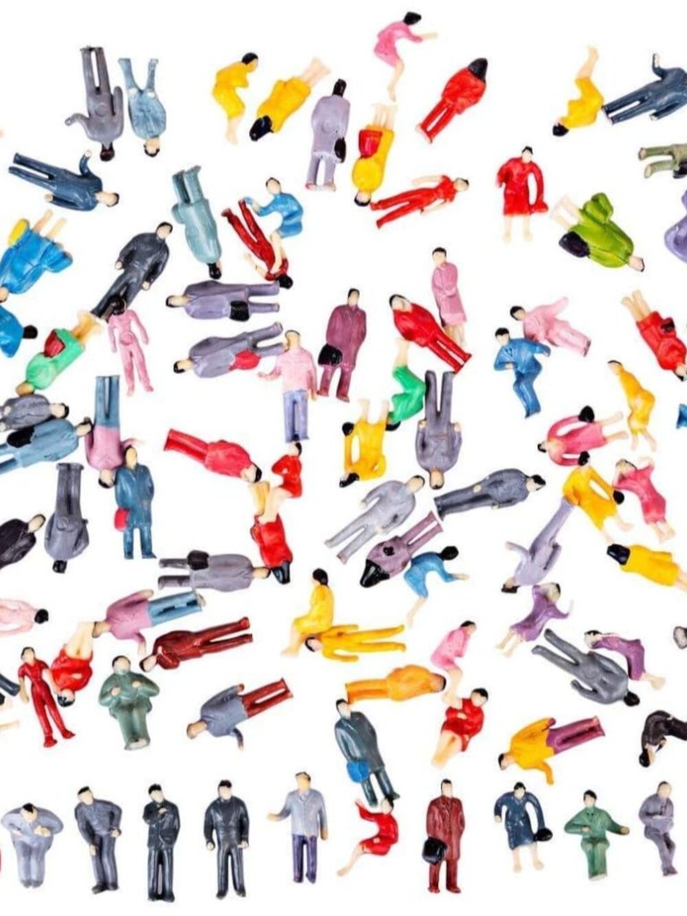100PCS HO Scale DIY Resin Figures - Mixed Painted Model People Set - Colorful Se - Picture 5 of 6